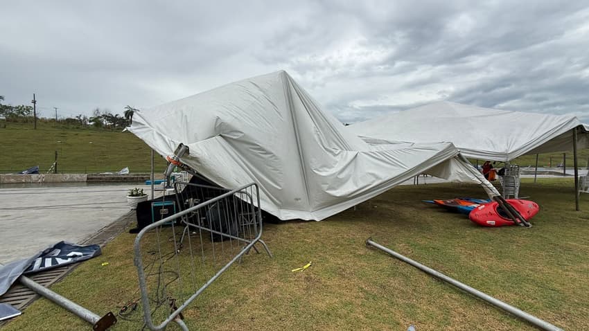 Estado da estrutura do Campeonato Brasileiro de Canoagem após as chuvas no Rio de Janeiro (Foto: Divulgação)