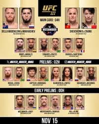 Card oficial do UFC 322 (Foto: Divulgação/UFC)