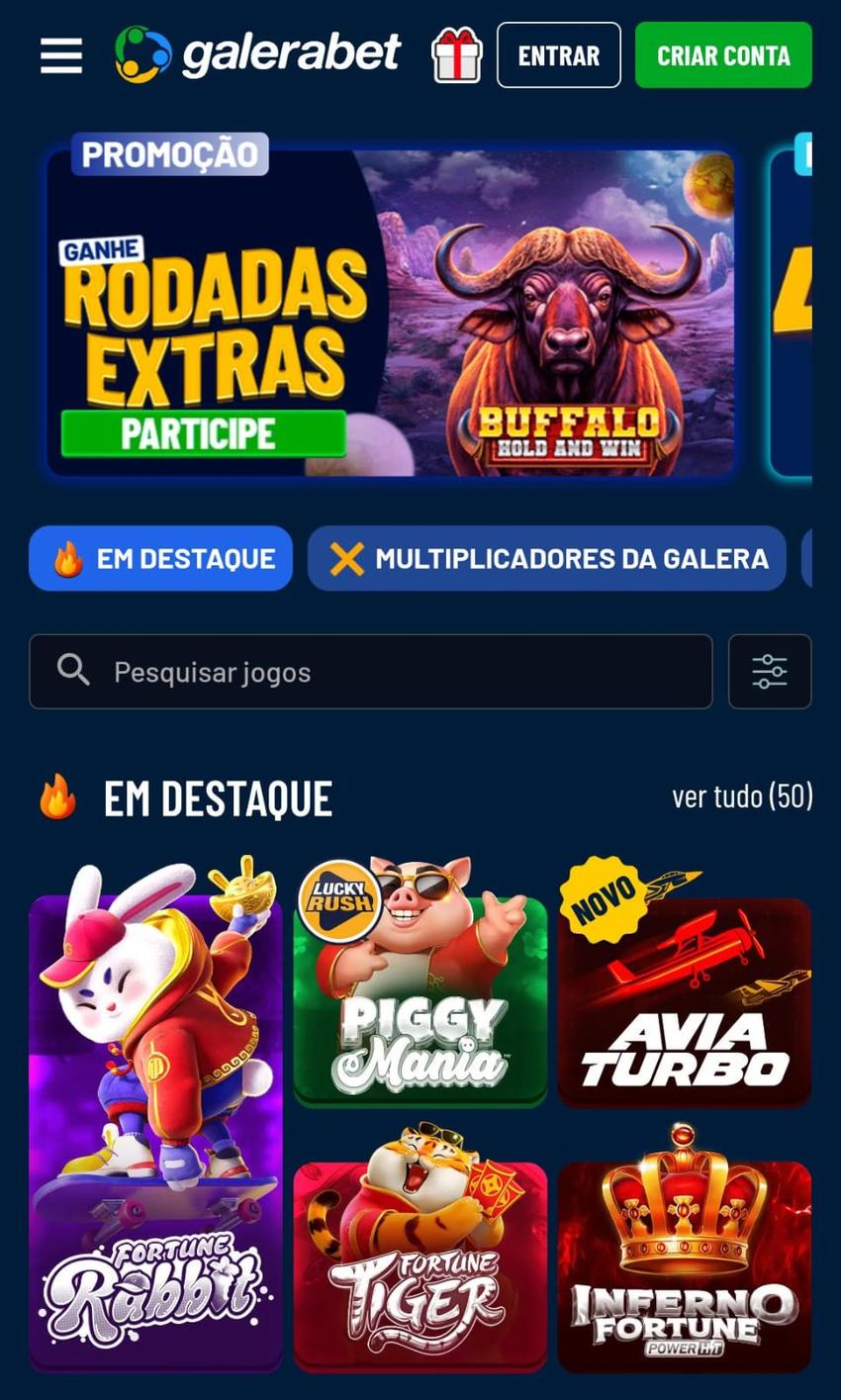 Captura de tela da página de cassino da Galera Bet