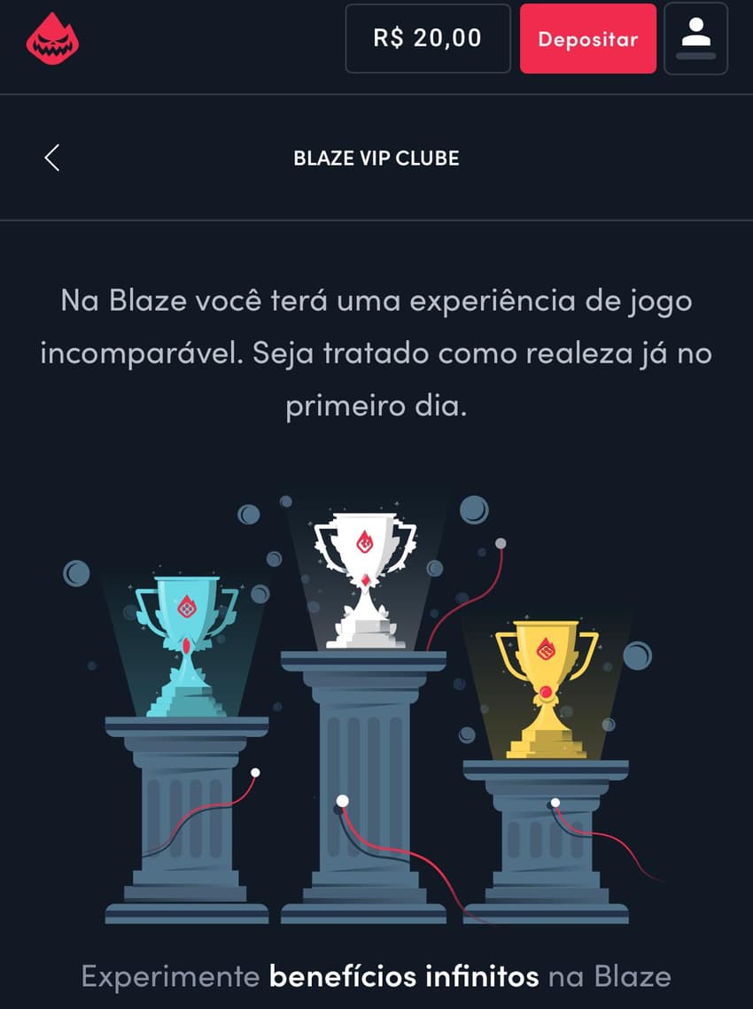 Captura de tela do Clube VIP da Blaze.