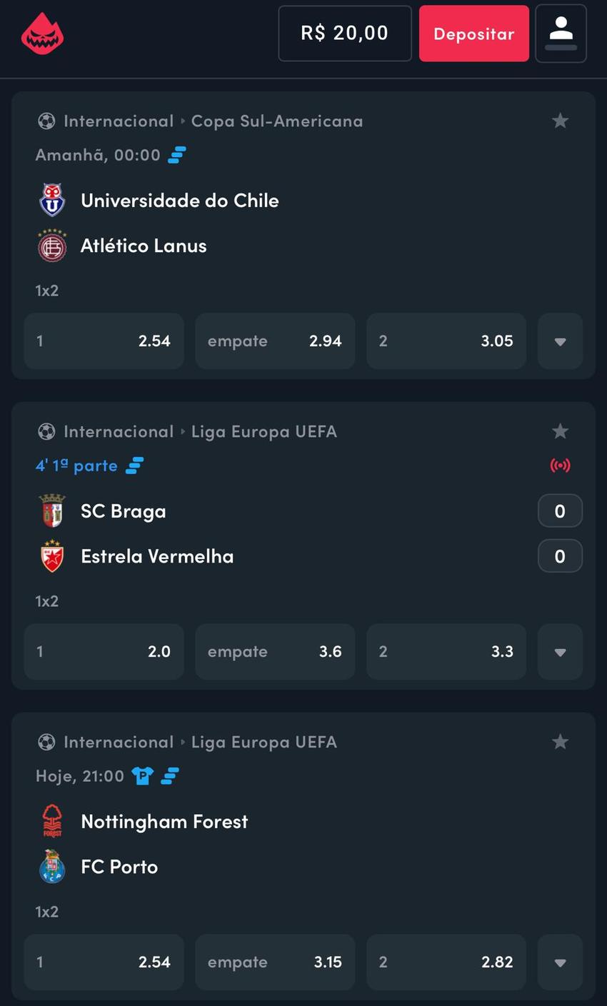 Captura de tela de jogos de futebol na Blaze com o Criar Aposta.