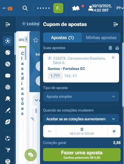 Captura da tela do cupom de apostas sem o código promocional 1xbet ativado.