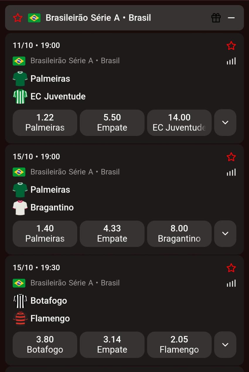 Captura de tela da BateuBet apostas no Brasileirão