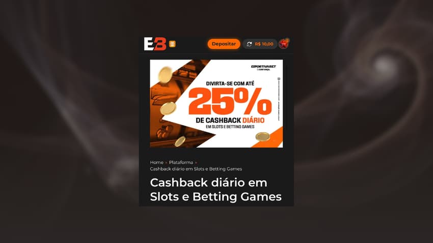 Captura de tela da Esportiva Bet, uma plataforma que mais paga.