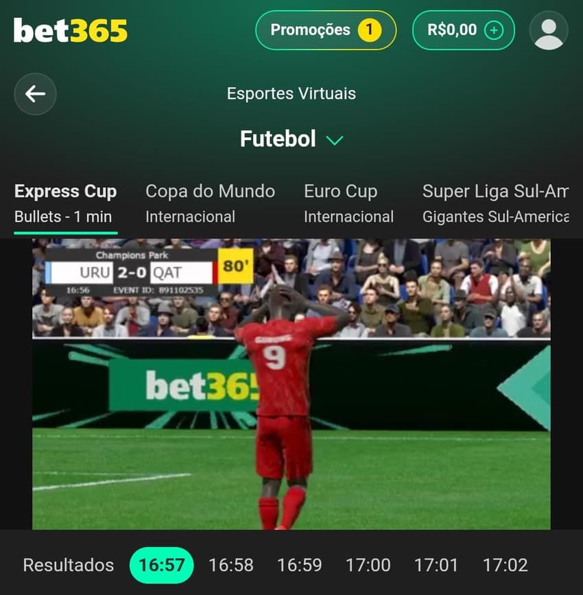 Captura de tela mostra a transmissão 3D do futebol virtual bet365.