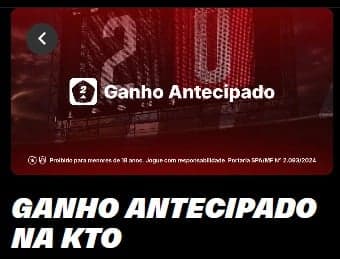 Captura de tela do bônus de Ganho Antecipado para o futebol na KTO.