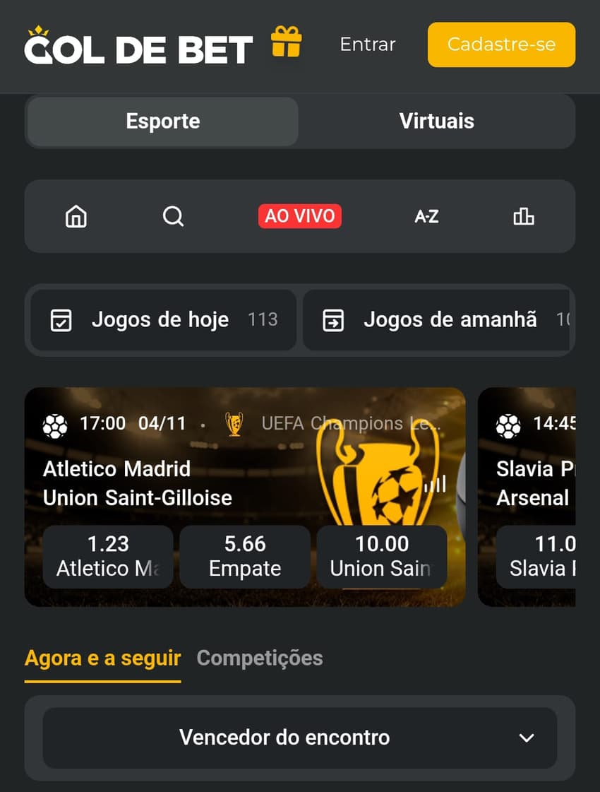Caotura da tela inicial da bet autorizada Gol de Bet.