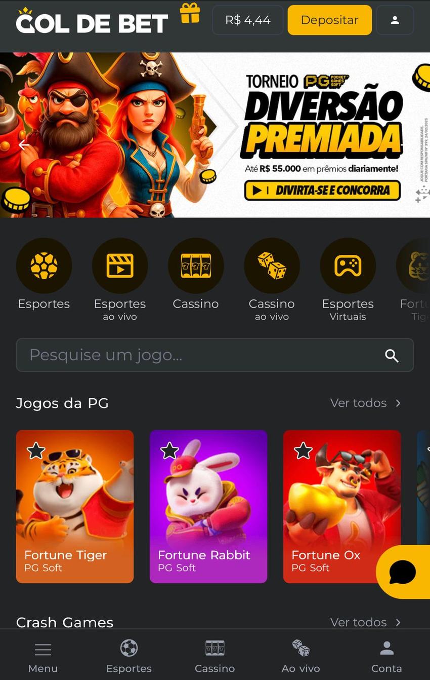 Captura da tela inicial da Gol de Bet, uma plataforma que mais paga.