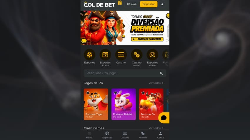 Captura da tela inicial da Gol de Bet, uma plataforma que mais paga.