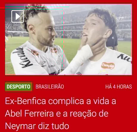 Jornal "Notícias ao Minuto" sobre Rollheiser e Neymar (Foto: Reprodução)