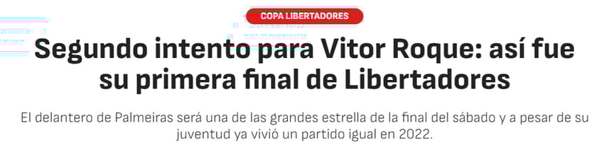 Jornal "As" sobre a presença de Vitor Roque, do Palmeiras, na final da Libertadores de 2025 (Foto: Reprodução/As)