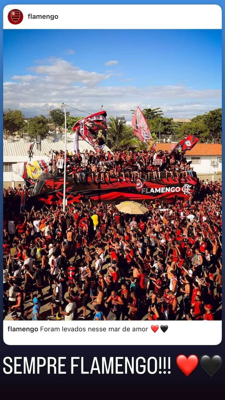 Post de Vini Jr em apoio ao Flamengo após o Aerofla (Foto: Reprodução)