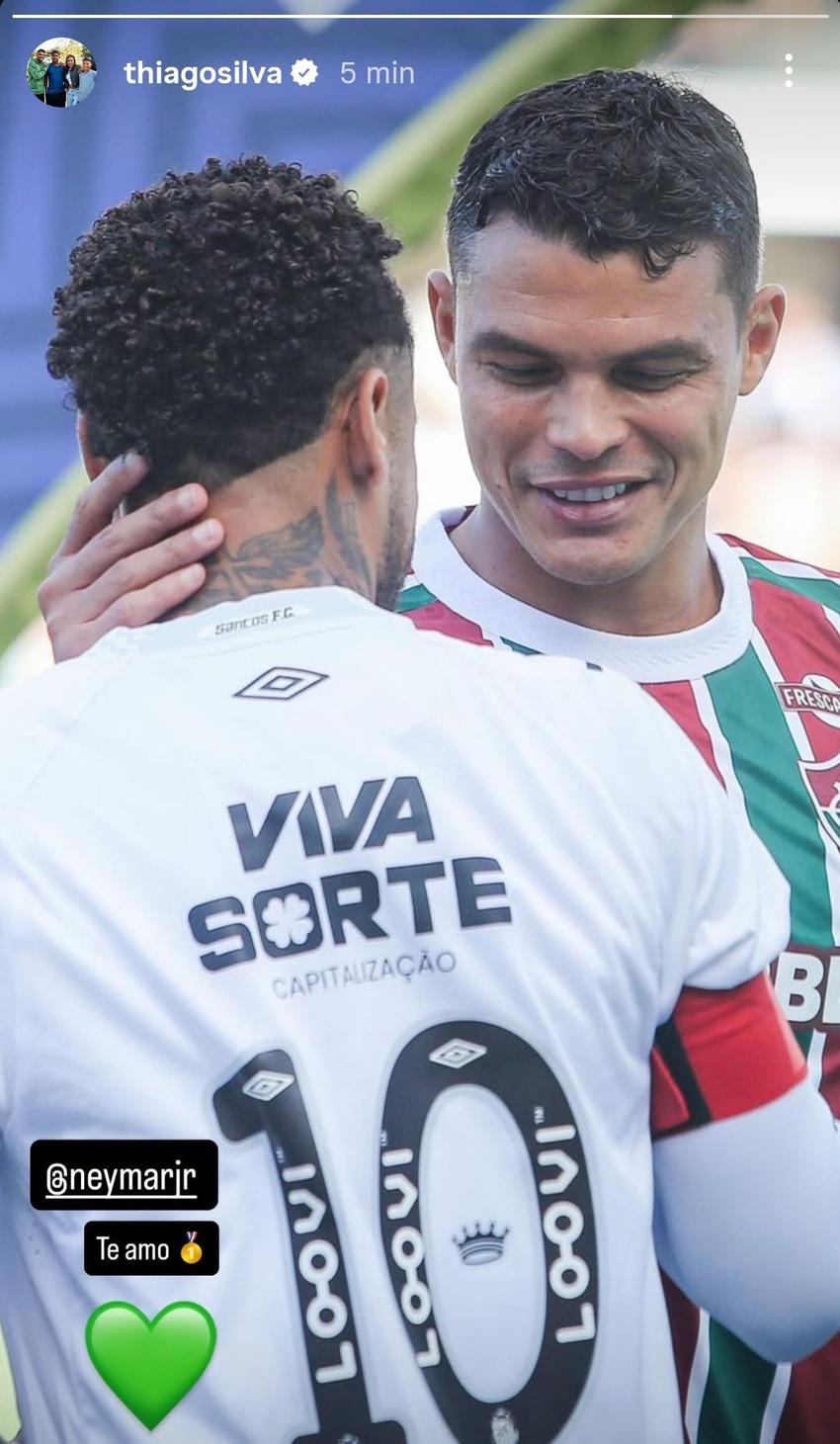Thiago Silva, do Fluminense, postou foto com Neymar, do Santos, no seu Instagram (Foto: Divulgação)