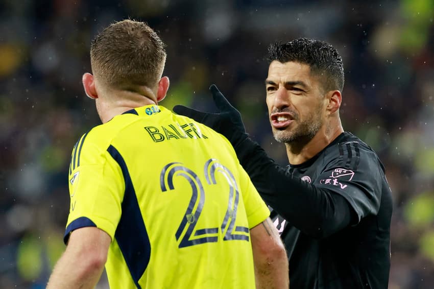 Luis Suárez em ação na goleada do Inter Miami sobre o Nashville, por 4 a 0 (Foto: Johnnie Izquierdo / GETTY IMAGES NORTH AMERICA / Getty Images via AFP)