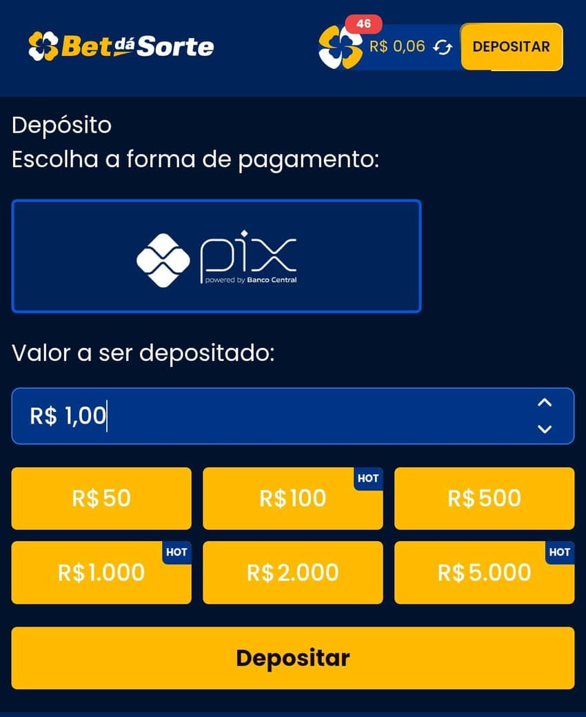 Captura de tela da plataforma de 1 real bet-da-sorte.