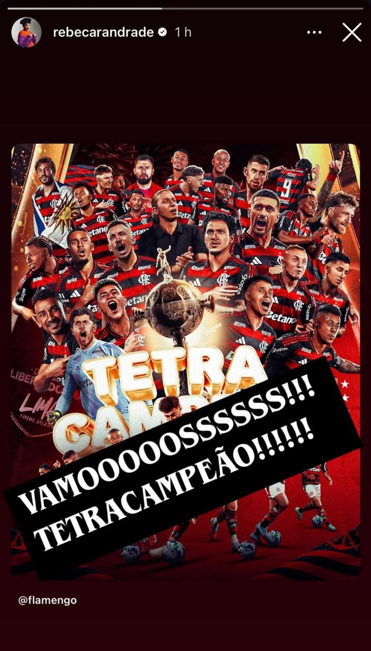 Rebeca Andrade homenageou o Flamengo nas redes sociais