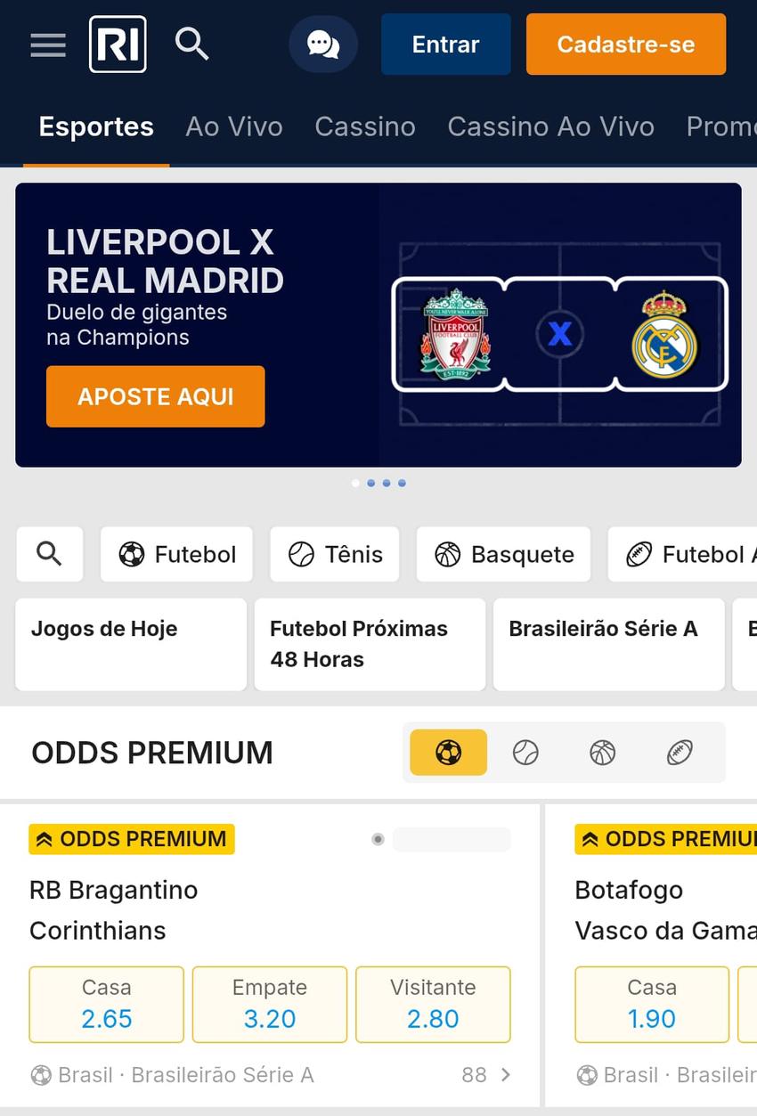 Captura da tela inicial da bet autorizada Rivalo.