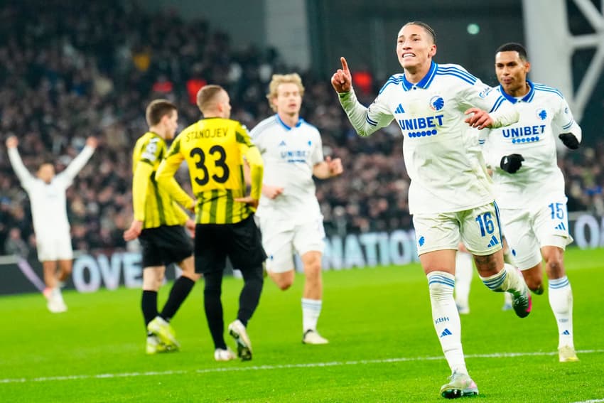 Champions: Robert, do Copenhague, comemora gol contra o Kairat Almaty (Foto: Ida Marie Odgaard/Ritzau Scanpix/AFP)