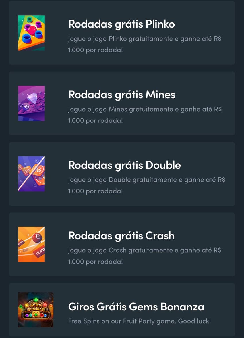 Captura de tela de jogos de cassino com rodadas grátis Blaze.