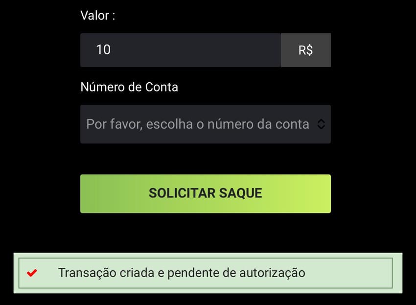 Captura da tela de saque na F12 Bet