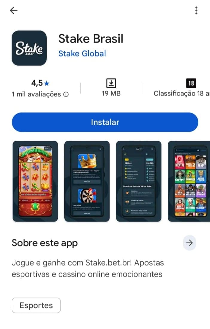 Captura de tela do aplicativo da Stake, um dos melhores apps do mercado.