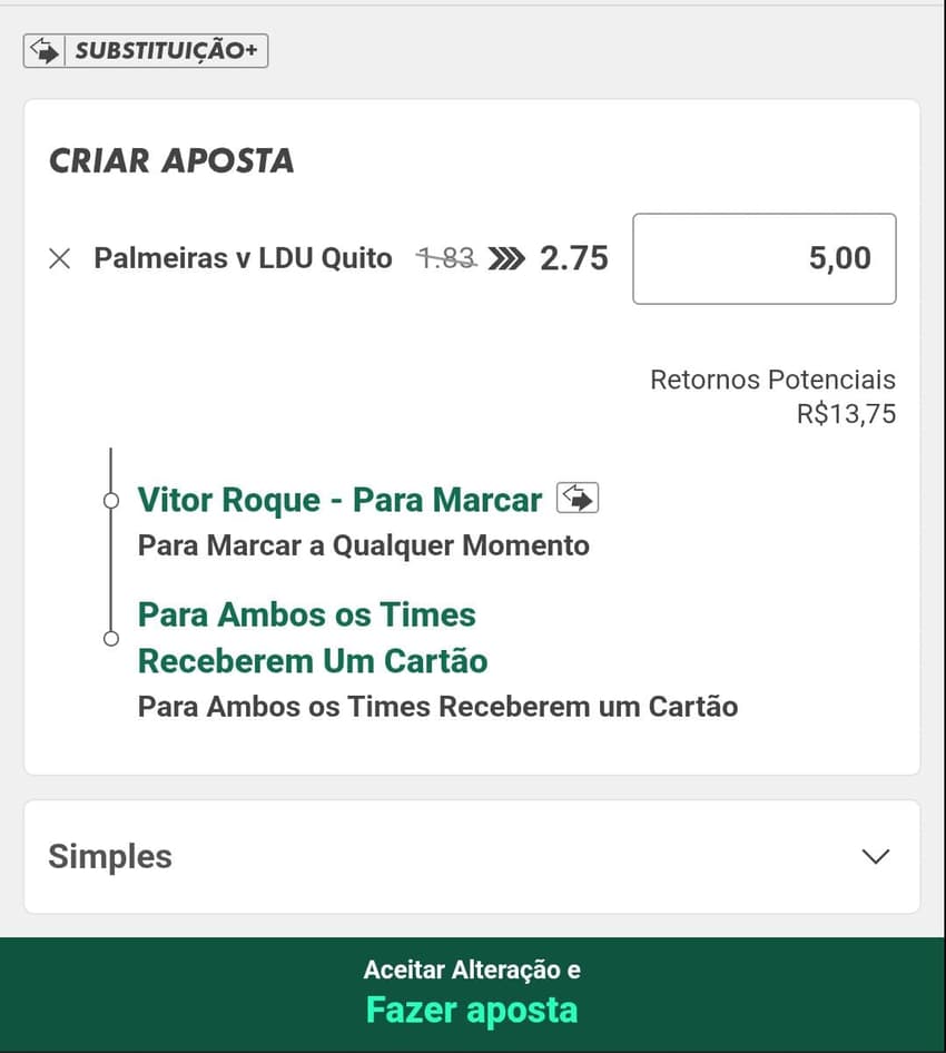 Captura de tela mostrando a Super Aposta Aumentada