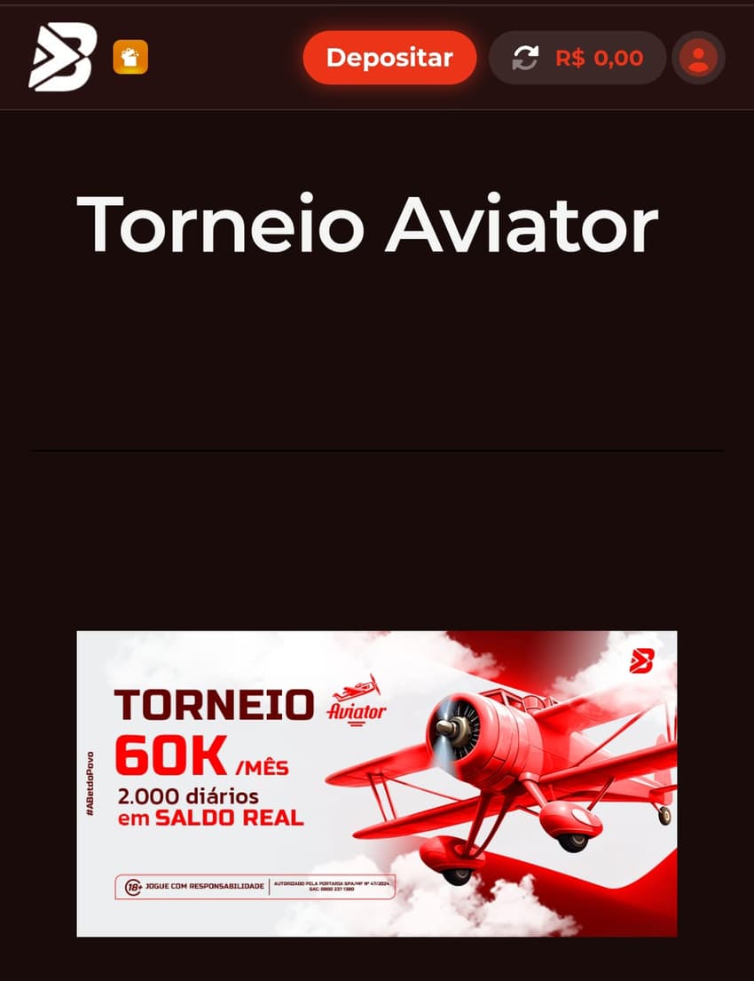 Captura de tela do Torneio Aviator no site de apostas da BateuBet.