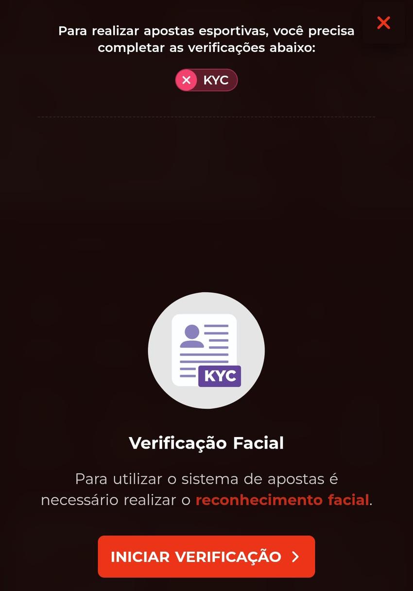 Captura da tela da verificação de identidade na casa de apostas BateuBet