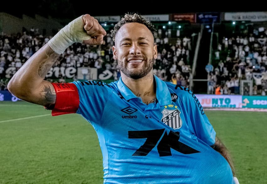 Neymar marcou três gols contra o Juventude (Foto: Léo Piva/ Santos FC)