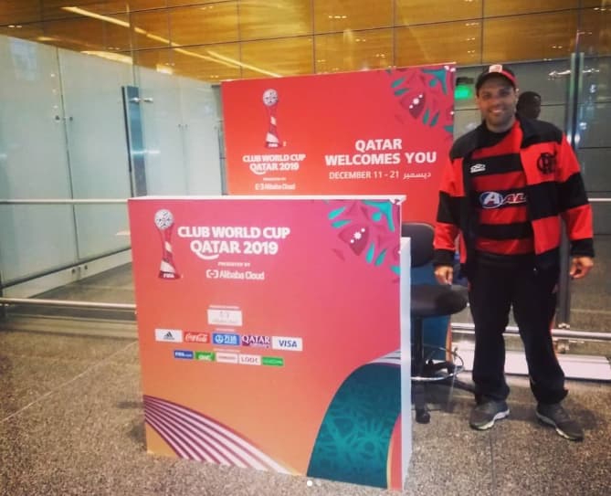 Júlio Cezar, torcedor do Flamengo, no Mundial de Clubes de 2019 (Foto: Arquivo Pessoal)