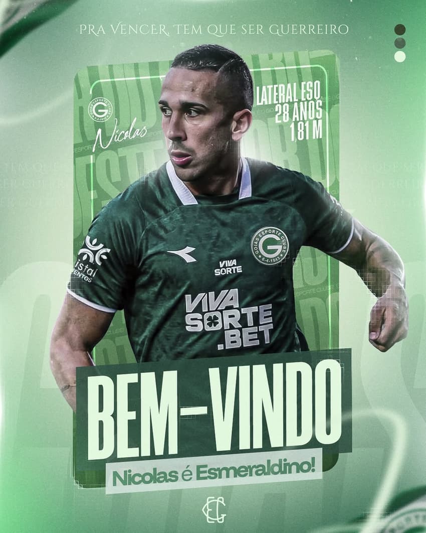 Nicolas é o novo reforço do Goiás (Foto: divulgação/Goiás EC)