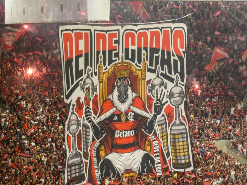 Mosaico celebra título do Flamengo na Libertadores em jogo do Brasileirão (Foto: Lucas Bayer / Lance!)