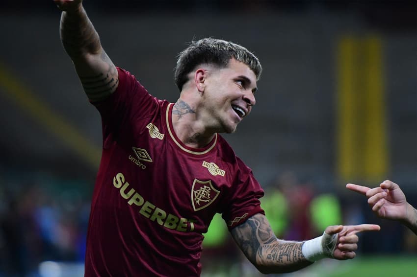 - Soteldo do Fluminense comemora seu gol diante do Grêmio,