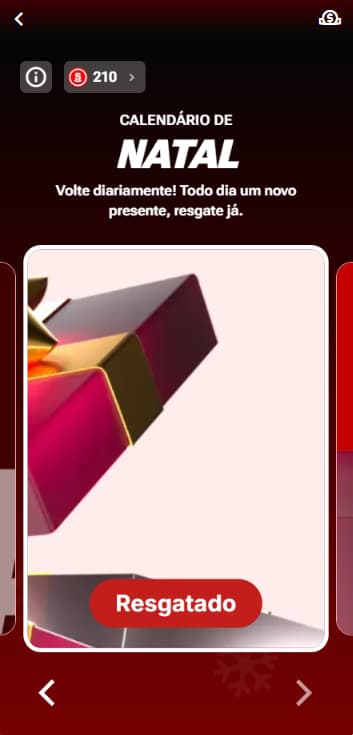 Captura de tela a promoção de Super Natal na Superbet com presentes todos os dias