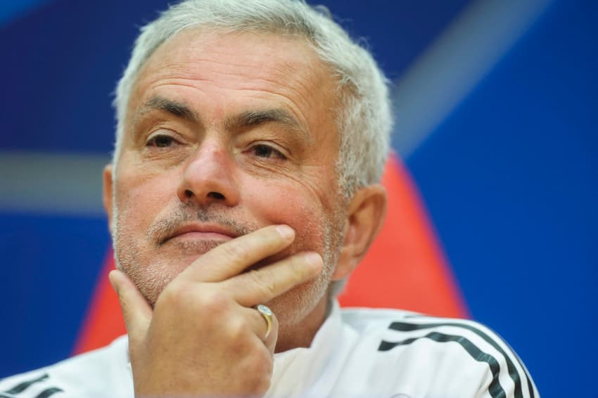 Técnico do Benfica, José Mourinho em coletiva de imprensa da Champions League