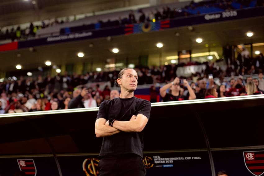 Técnico do Flamengo, Filipe Luís durante a final do Mundial contra o PSG