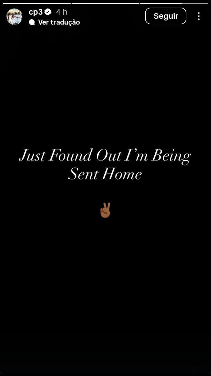 Story de Chris Paul anunciando sua demissão dos Clippers (Foto: Reprodução/Instagram)