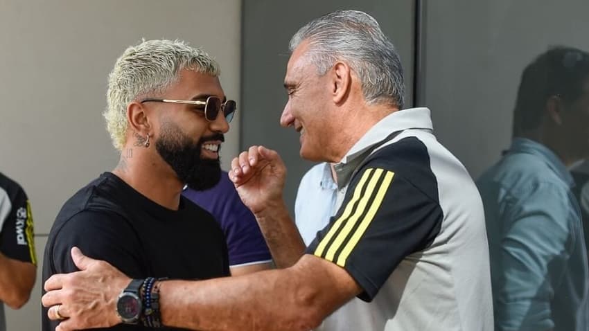 Gabigol e Tite no Flamengo (Marcelo Cortes/Flamengo)