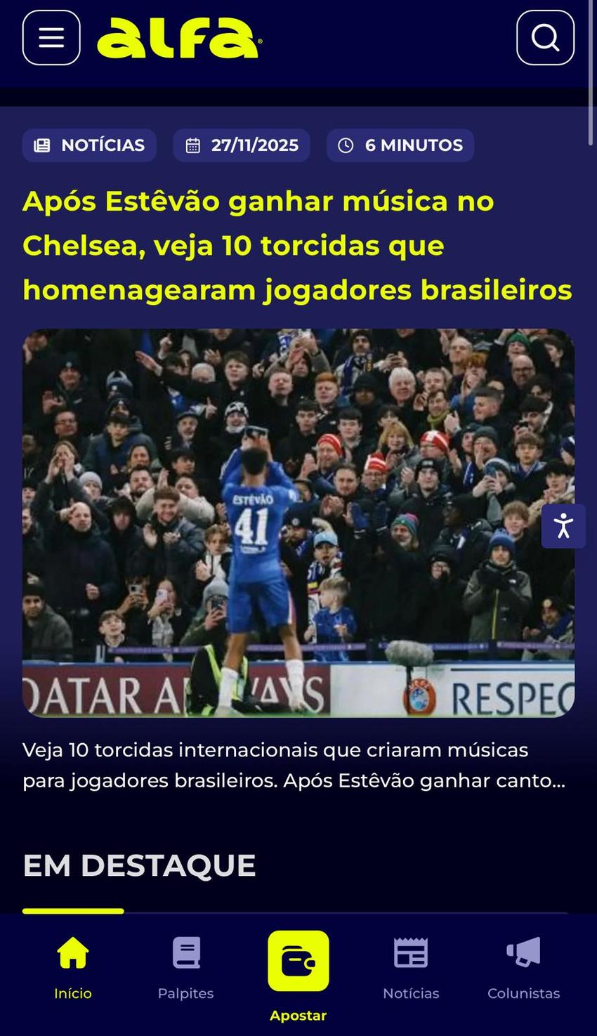 Captura de tela do blog da plataforma de 1 real Alfabet.