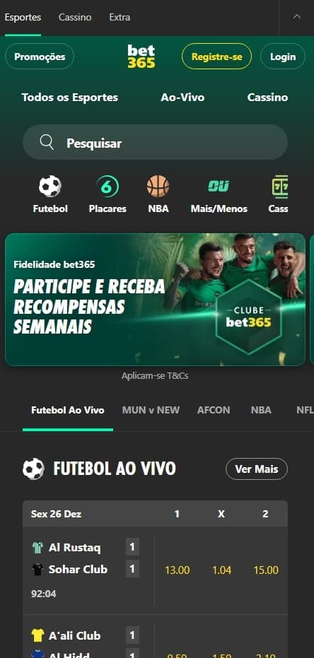 Mercados de apostas em futebol na bet365