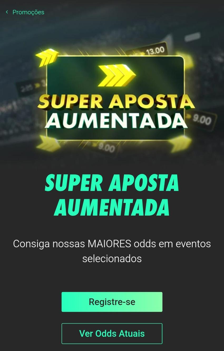 Captura de tela da página de promoções na bet365 com a Super Aposta Aumentada
