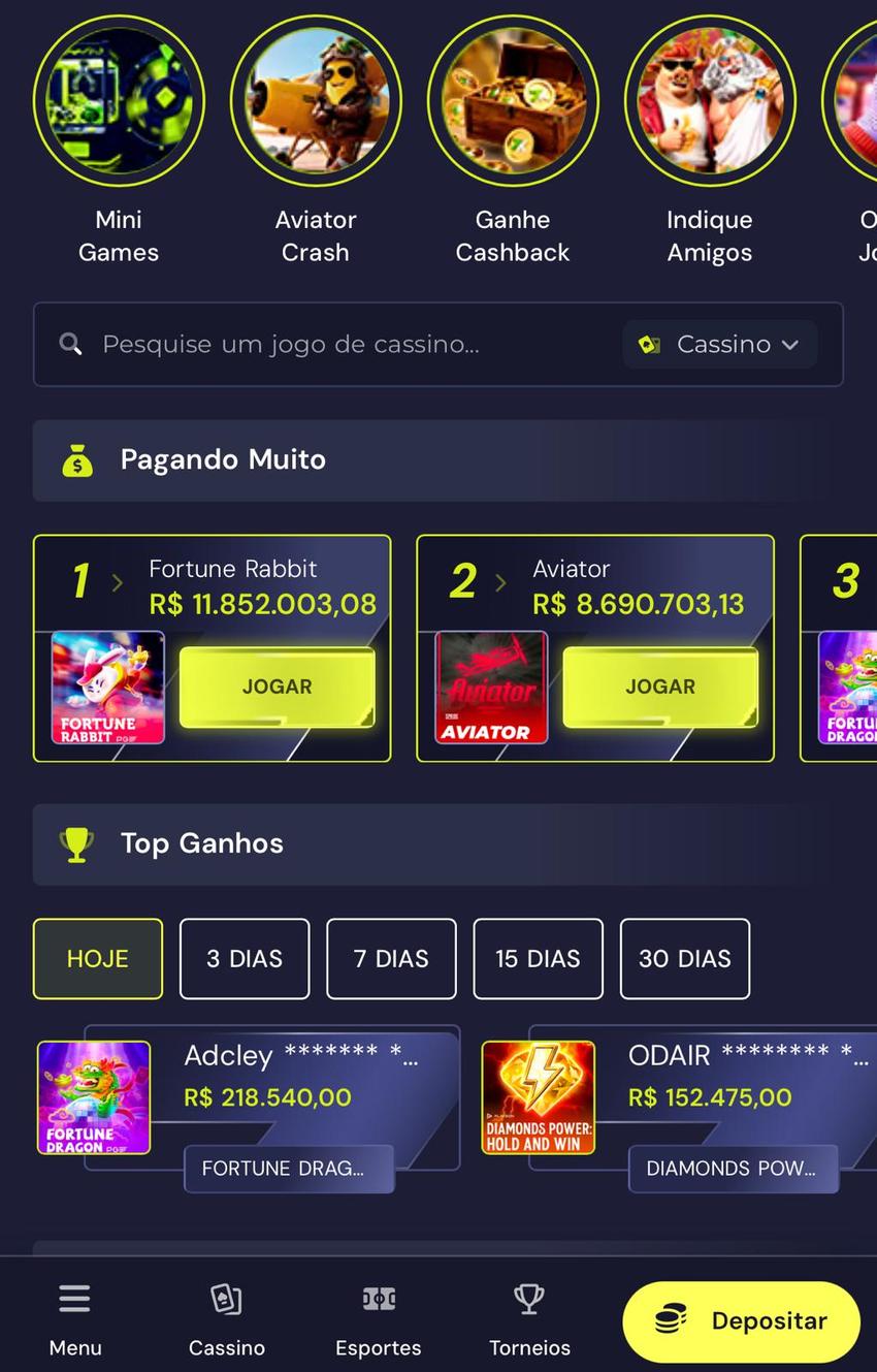 Captura da tela inicial da plataforma com bônus Bet7K.