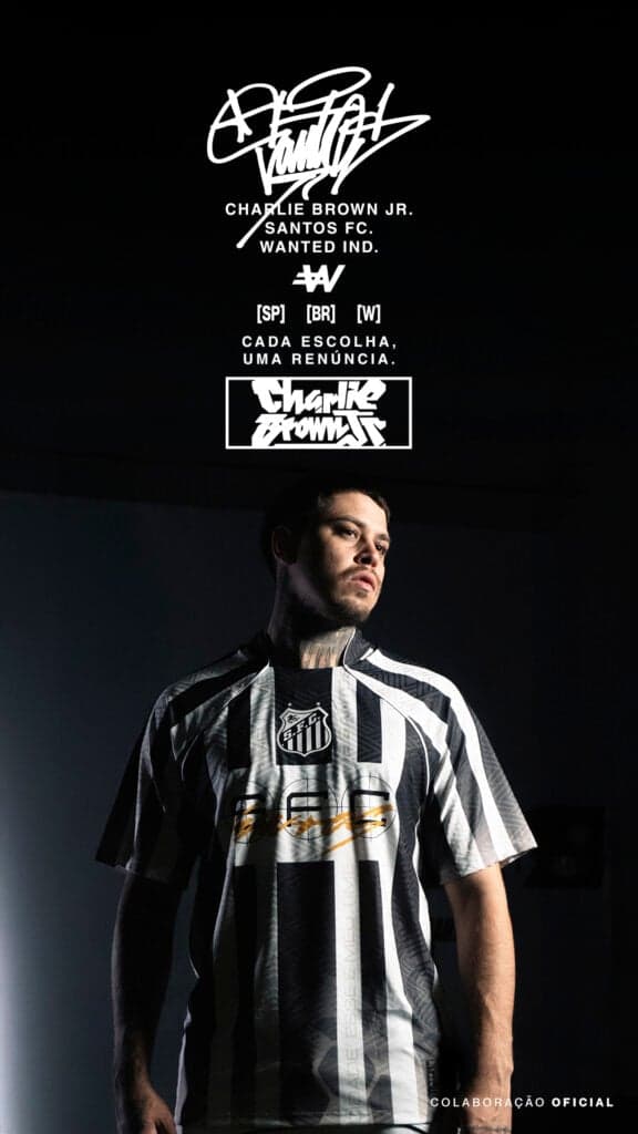 Confira a linha elementos gráficos e simbologia da Wanted/Charlie Brown Jr. e Santos. (Foto: Divulgação/ Santos FC)