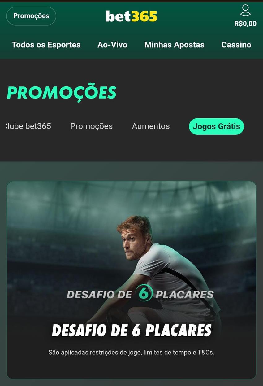 Captura de tela do Desafio de 6 Placares bet365