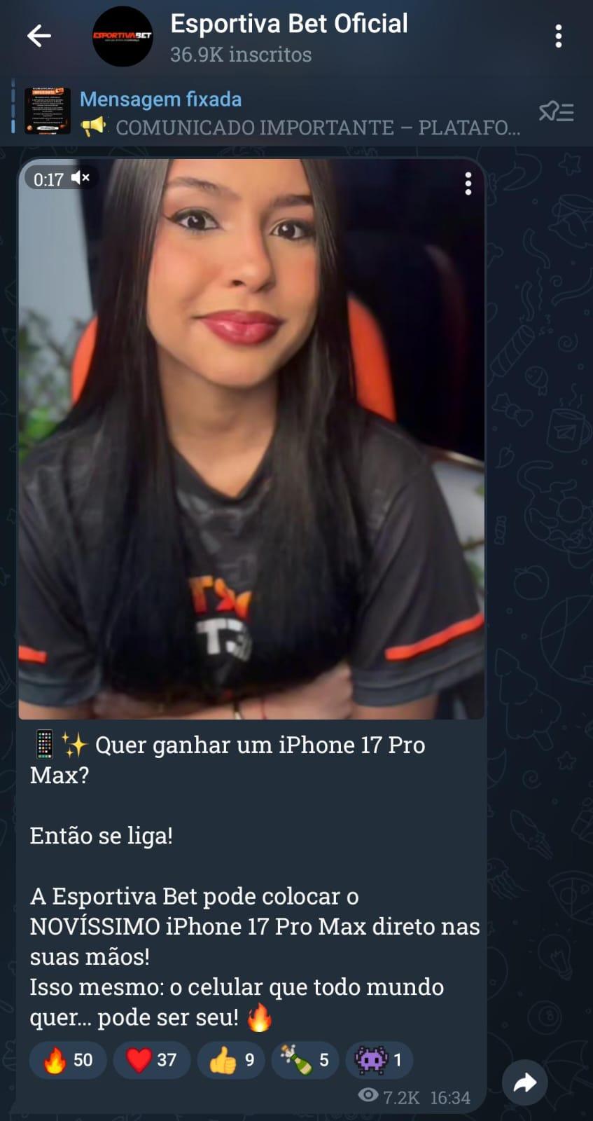 Captura de tela do grupo de apostas esportivas da Esportiva Bet