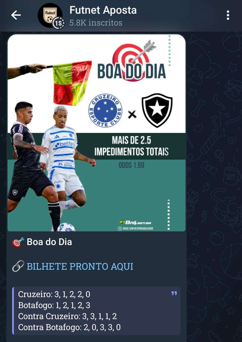 Captura de tela do grupo de apostas esportivas da Futnet