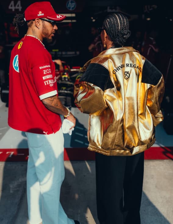 Lewis Hamilton e Bella Campos se encontram antes do GP do Catar da Fórmula 1 (Foto: Reprodução / Instagram)
