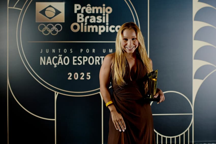 Flávia Saraiva no Prêmio Brasil Olímpico 2025 (Foto: Alexandre Loureiro/COB)