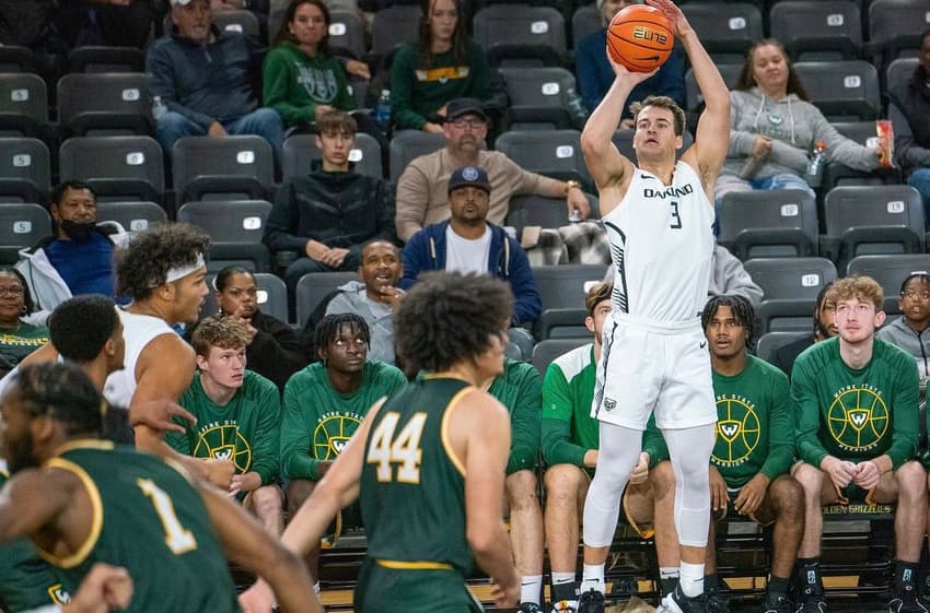 Jack Gohlke atuando pela Oakland University (Foto: Reprodução / Instagram)