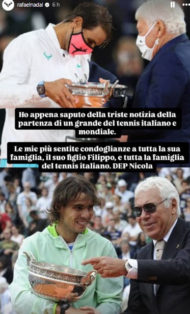 Nadal homenageia Nicola Pietrangeli (Reprodução)
